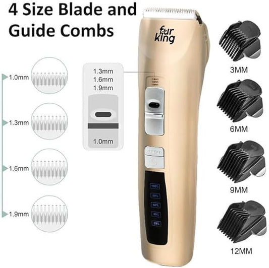 Fur King Best Dog Hair Clipper | Dog Grooming Kit | Cordless, Low Vibration & Ultra-Quiet Operation